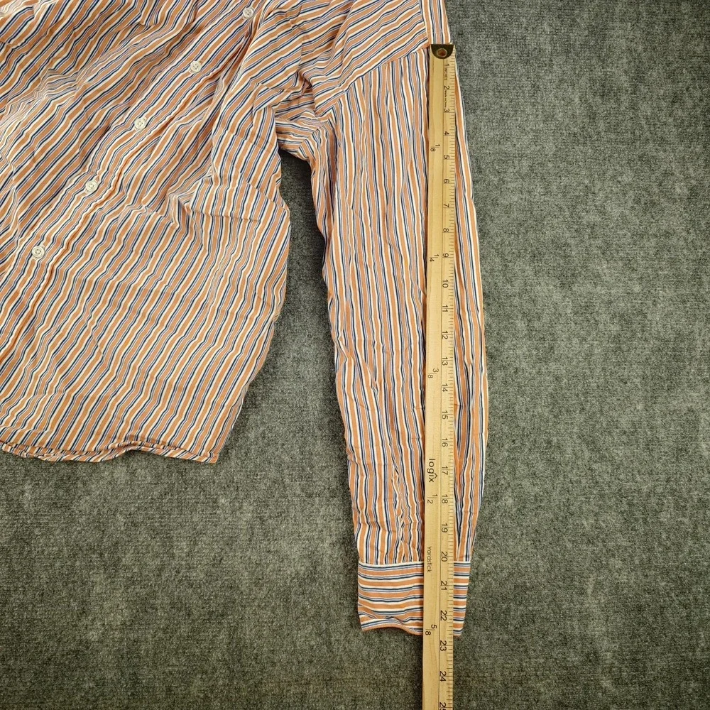 Polo Ralph Lauren Dress Shirt Mens 15 32/33 Regent‎ Orange Blue Striped Spread